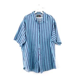 Vintage 80s Streetwear Striped Button Shirt Blue